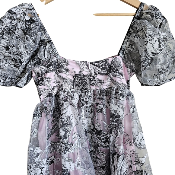 Sugar Thrillz Dollz Kills Pink and Black Lolita Puff Sleeve Mini Dress Size Smal - Picture 3 of 6